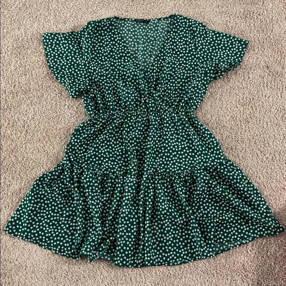 Green and White Floral Dress